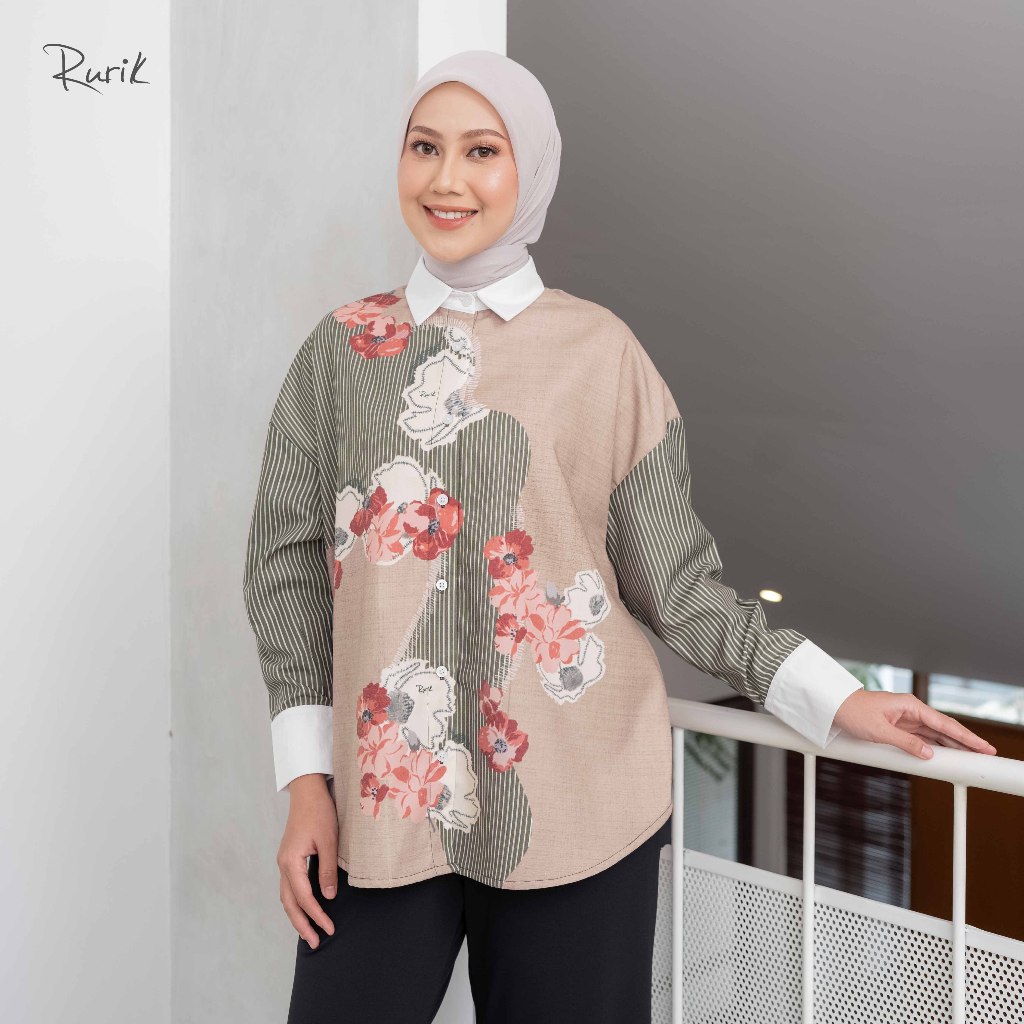 Rurik Kemeja Wanita Oversized Printing Nareza Shirt