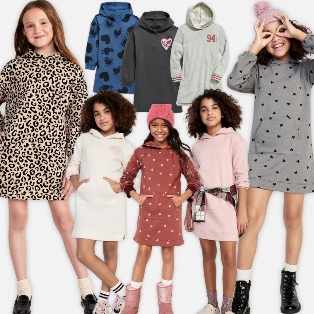 Dress Sweatshirt Hoodie Tunik Anak Perempuan Remaja Tanggung Lengan Panjang 5 - 16 Tahun