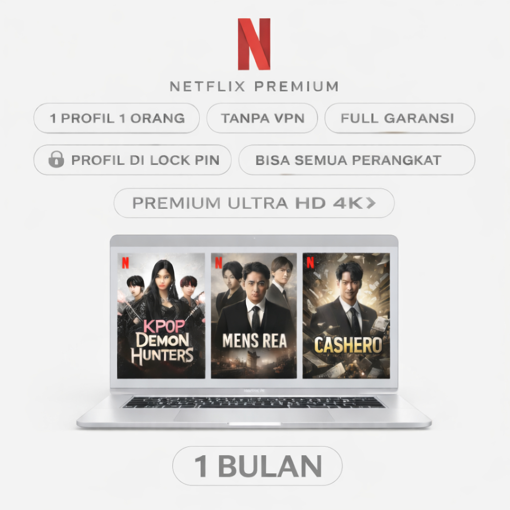 Netflix Premium UHD 4K 1 Bulan NO VPN Full Garansi 30 Hari Langsung Kirim
