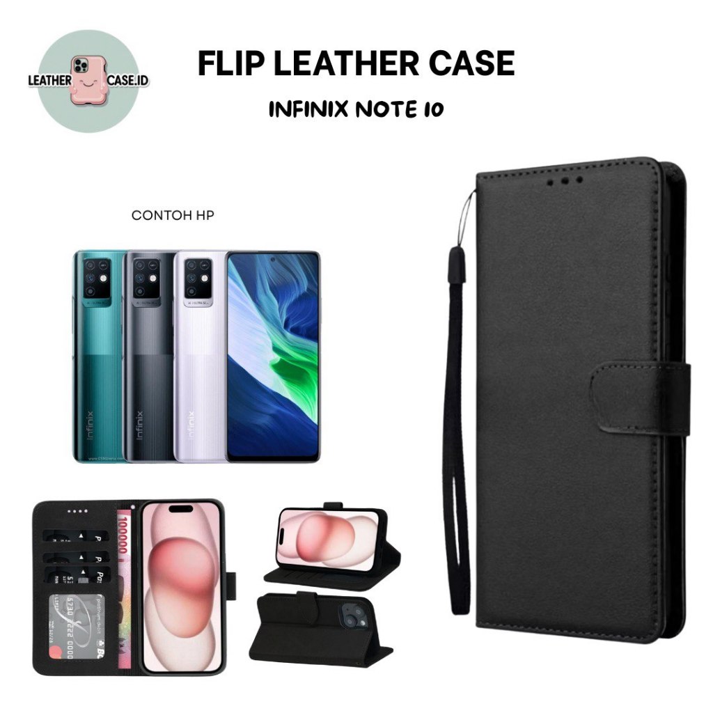 Flip Case Dompet Kulit Infinix Note 10 Pro / Wallet Leather Cover Magnet / Casing HP Stand Slot Kart