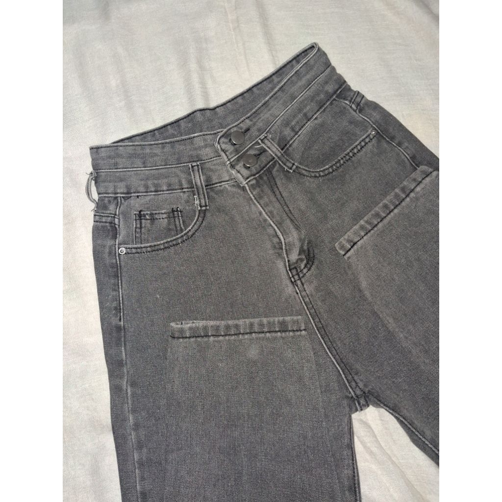 jeans highwaist wanita abu