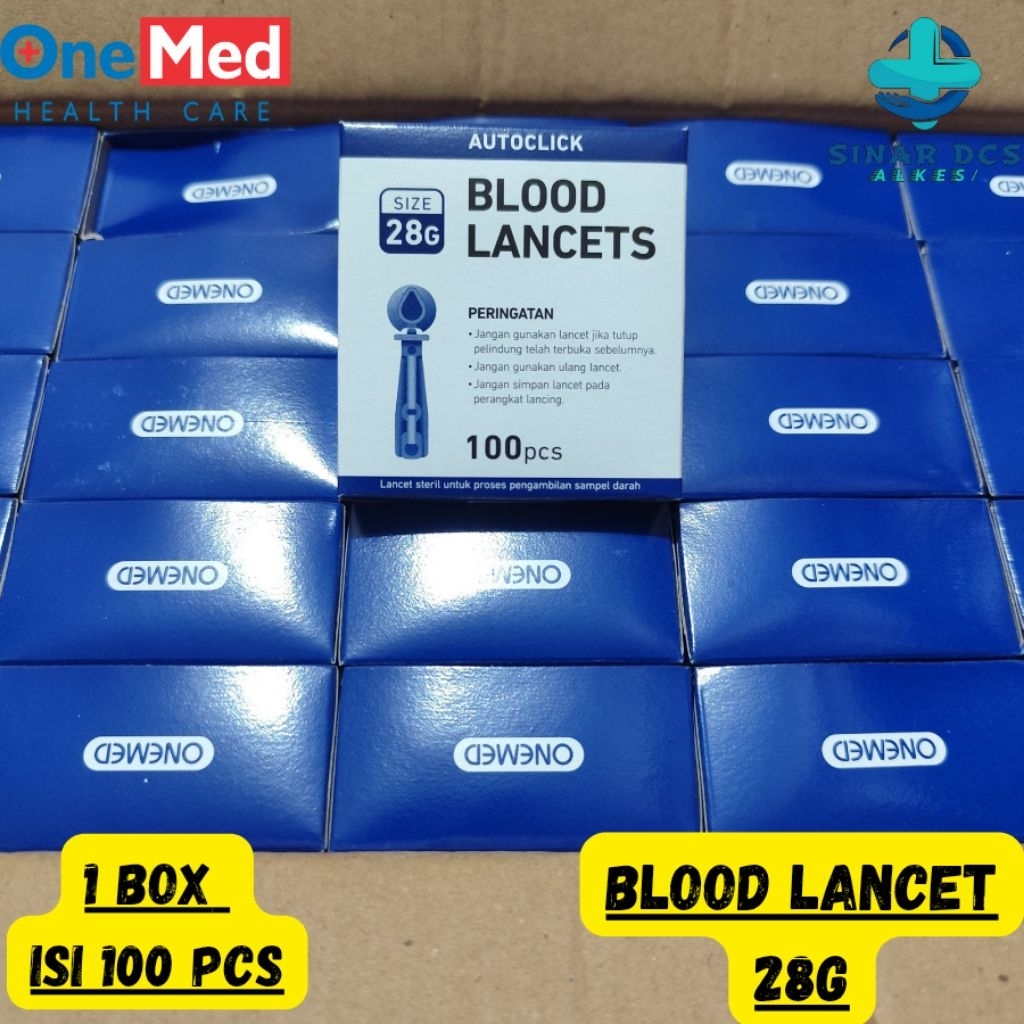 Onemed Blood Lancet 28G isi 100 Pcs .Jarum Bekam /Jarum Lancet 28g
