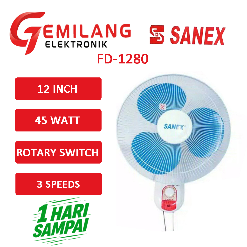 WALL FAN / KIPAS TEMBOK / KIPAS DINDING SANEX FD-1208 KIPAS 12 INCH