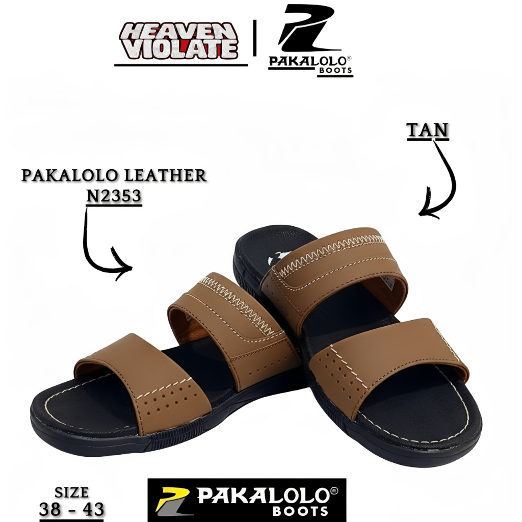 HEAVEN VIOLATE -  SANDAL CASUAL PRIA PAKALOLO LEATHER N2353 WARNA TAN - SANDAL KULIT PAKALOLO ORIGIN