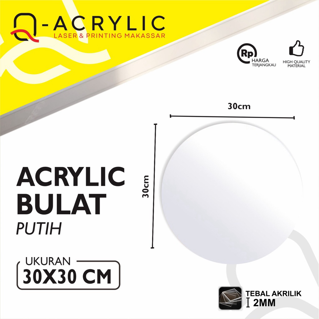 Akrilik Bulat Putih - Diameter 30CM