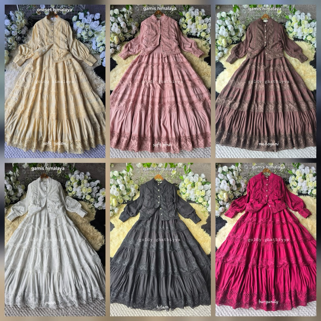 gamis himalaya, dress goldy, gamis goldie, gamis bkk, gamis putih, dress katun bordir, gamis eyelet,