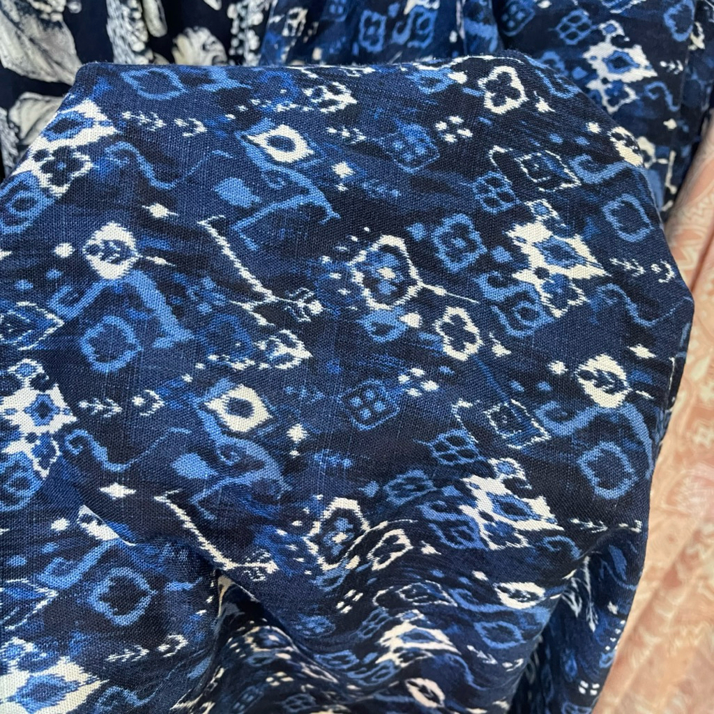 kain katun linen - kain katun linen motif bunga impor - kain linen style branded - kain katun linen 