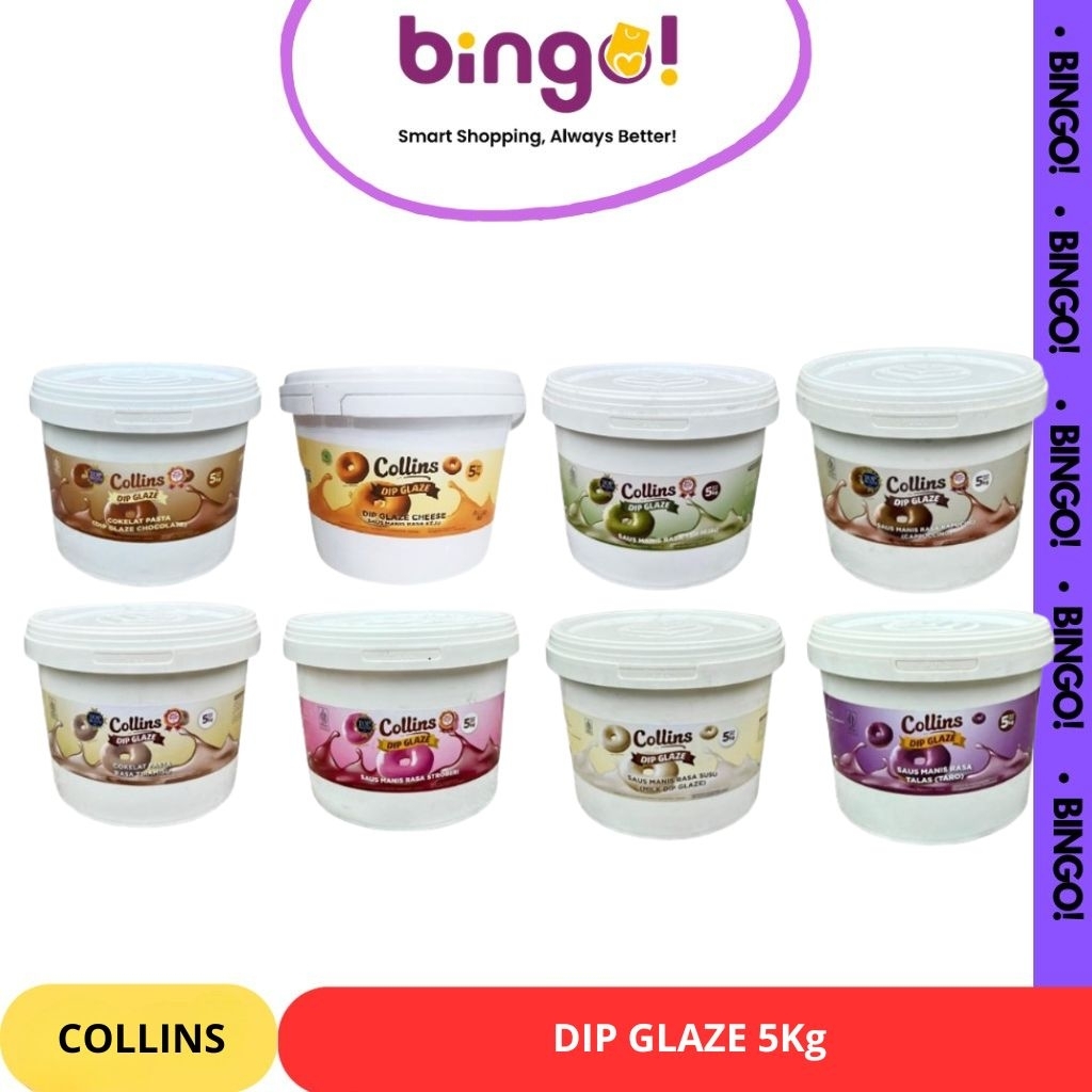 Collins Dip Glaze 5Kg Rasa Chocolate / Coklat / Tiramisu / Taro / Strawberry / Milk / Cappucino / Ch