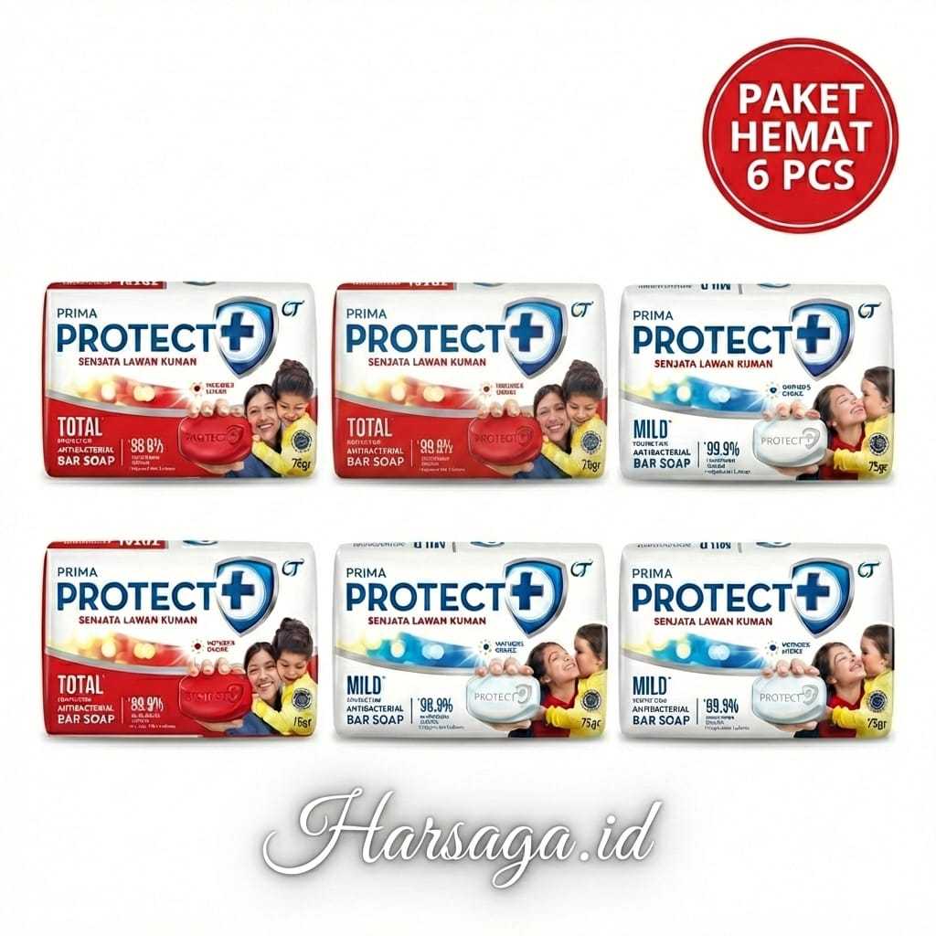 Sabun Antibakteri Prima Protect 75gr Isi 6 Pcs | Bunuh 99.9% Kuman sabun batang