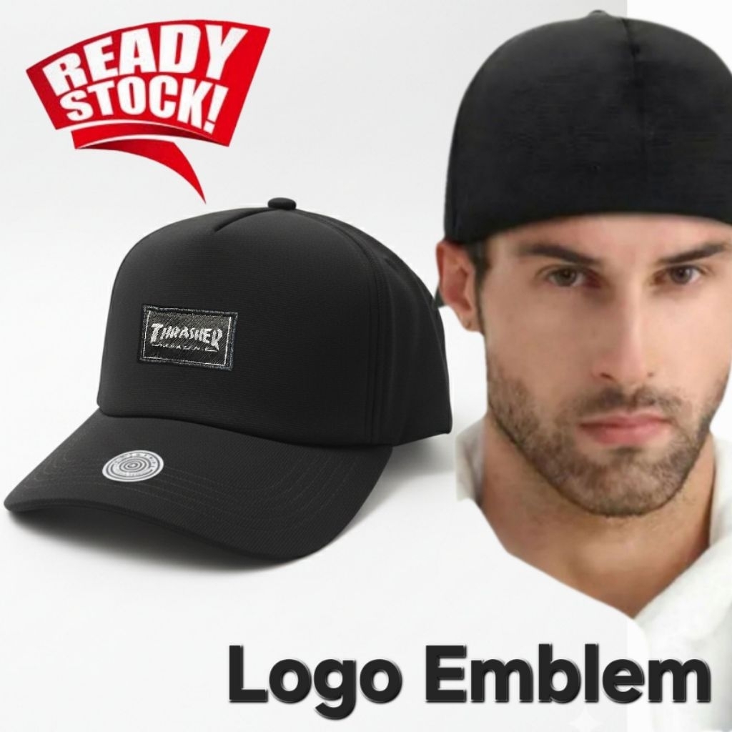 Topi Built up Logo Emblem Sttusy Visor Melengkung Model langsung Baseball Caps