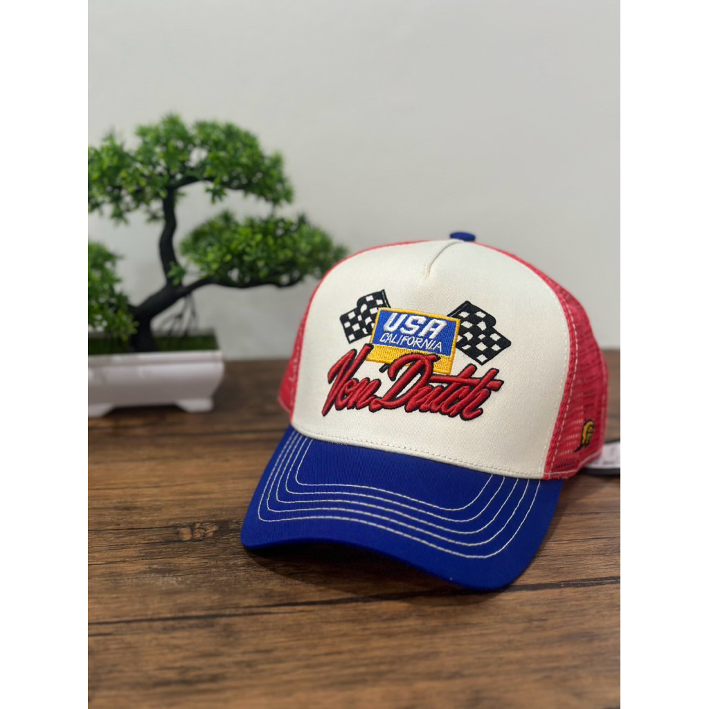 VONDUTCH topi trucker cap merah biru putih 1609 NEW ORIGINAL 100%