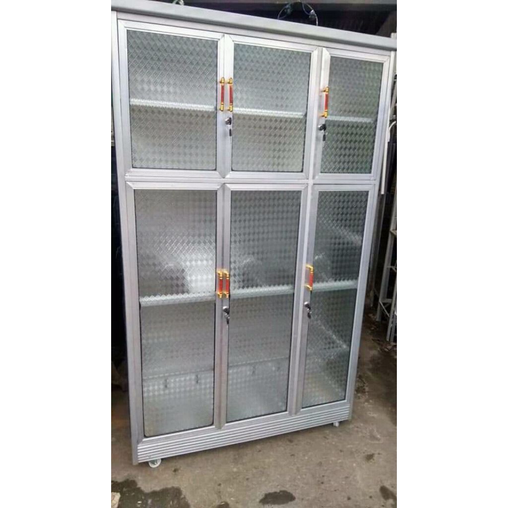 Rak piring alumunium tertutup+Roda