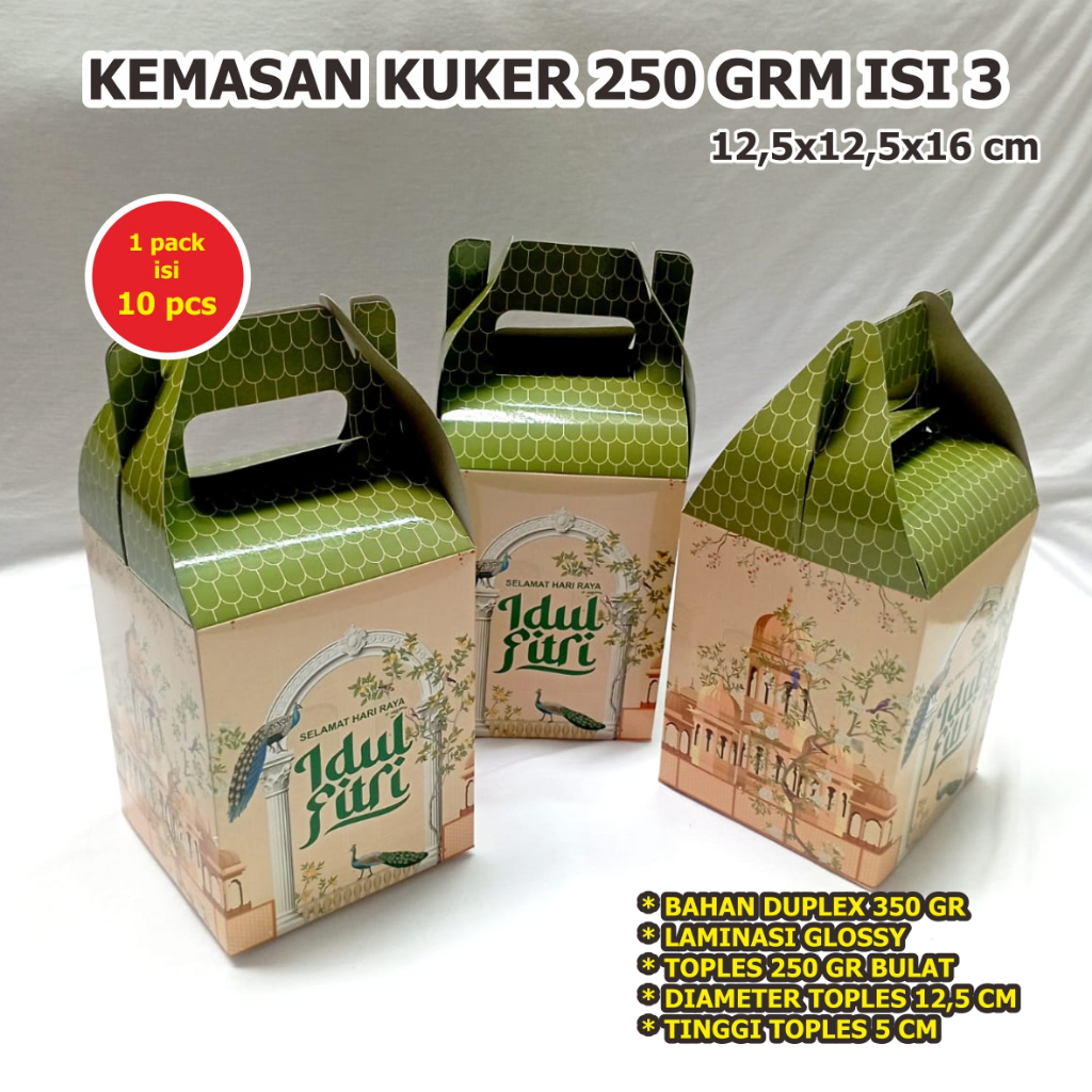 BOX TENTENG IDUL FITRI TOPLES 250 GR BULAT ISI 3