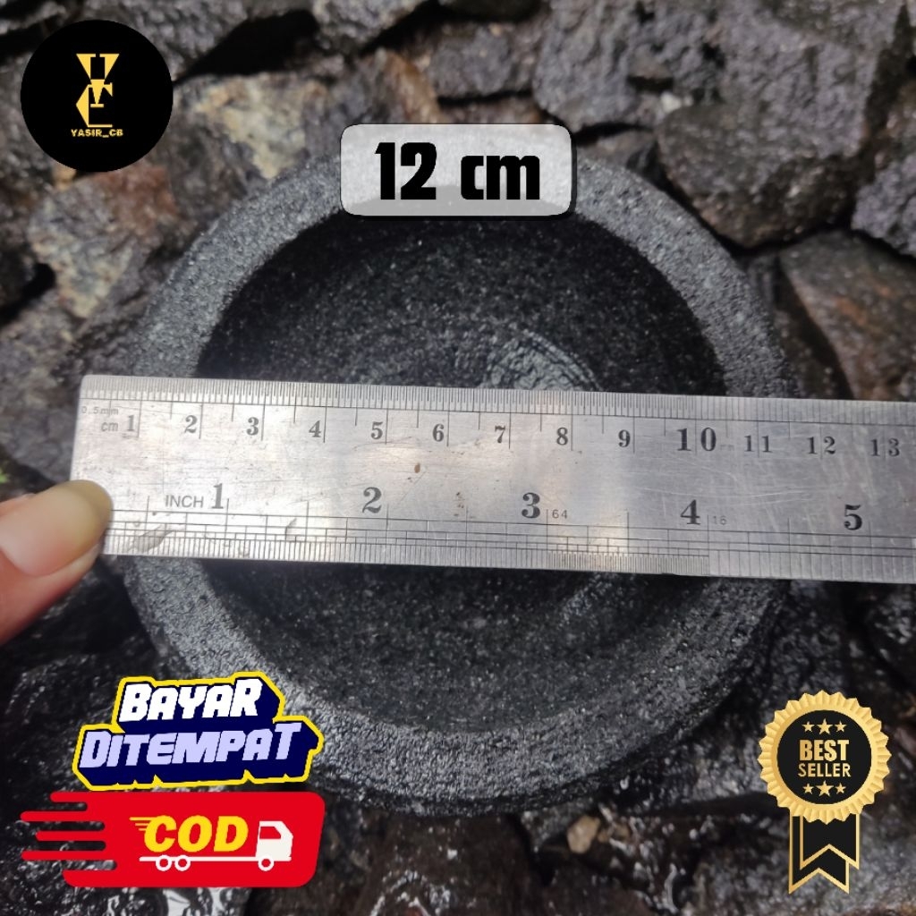 COBEK/coet bubut ukuran 12cm cocok bikin sambal skala kecil plus ulekan dijamin 100%batu asli bogor