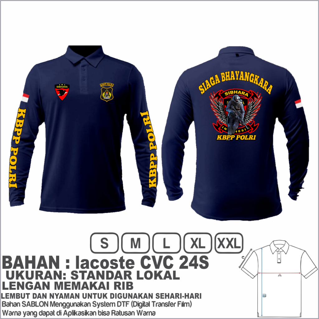 T-Shirt kerah SIBHARA lengan panjang/Baju Kaos Kbpp polri terbaru