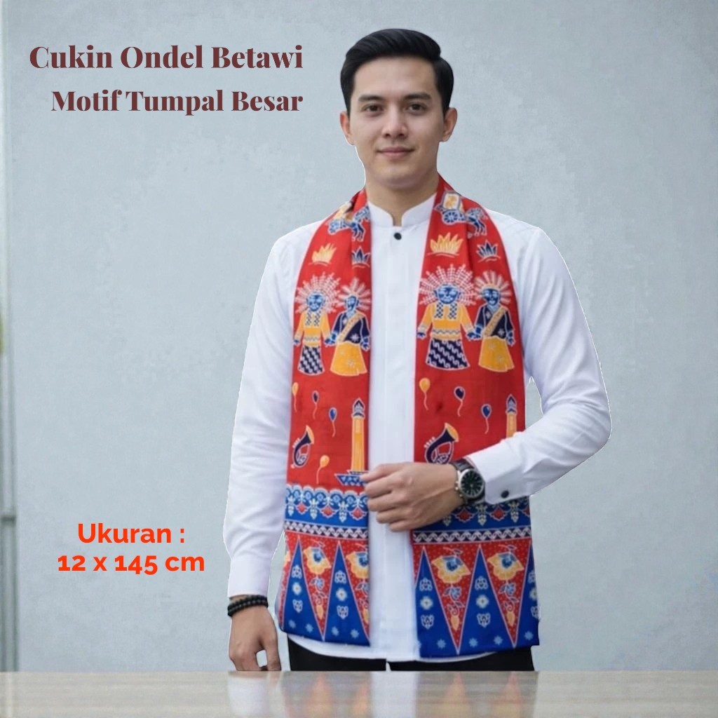 Cukin Ondel-ondel Betawi | Motif Tumpal Besar | Syal Selendang Betawi Ukuran Dewasa