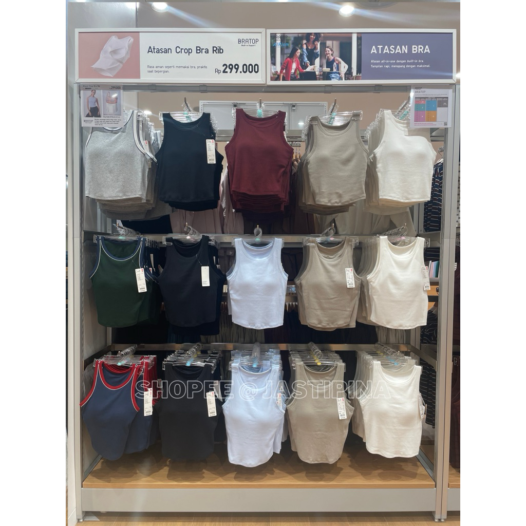 Atasan Crop Bra Rib Tank Top UNIQLO Jastip