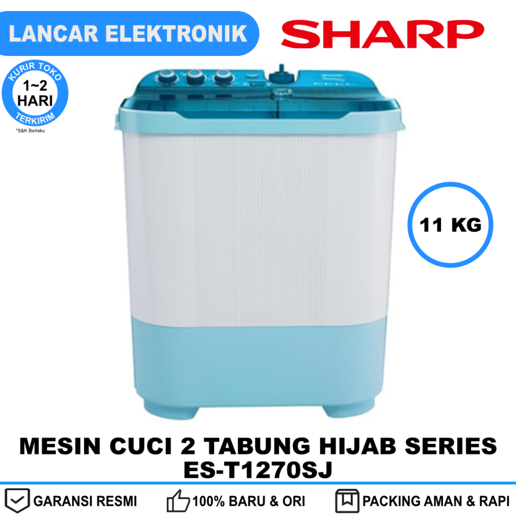 Mesin Cuci 2 Tabung Sharp 11 Kg Hijab Series ES-T1270SJ