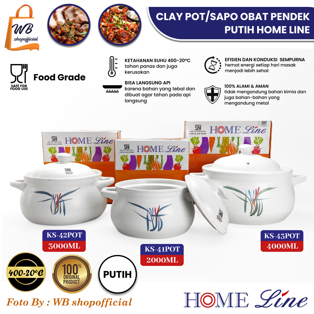 Panci keramik / Sapo obat alami - clay pot HOME LINE KS-43-42-41 2000-3000-4000ml