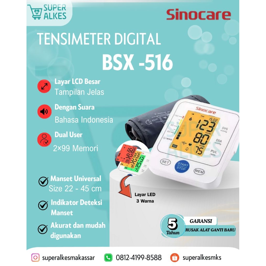 Tensi meter digital Sinocare BSX-516