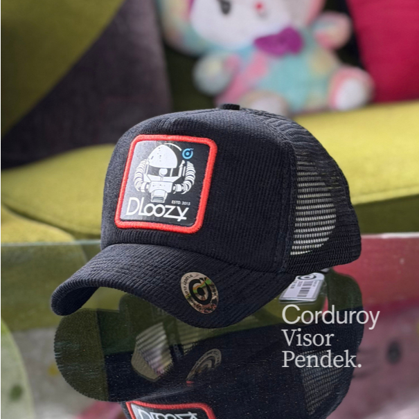Topi Pria Dewasa DLOOZY Truker Hat Jaring Corduroy Distro Original Hitam DLZTC-HLO