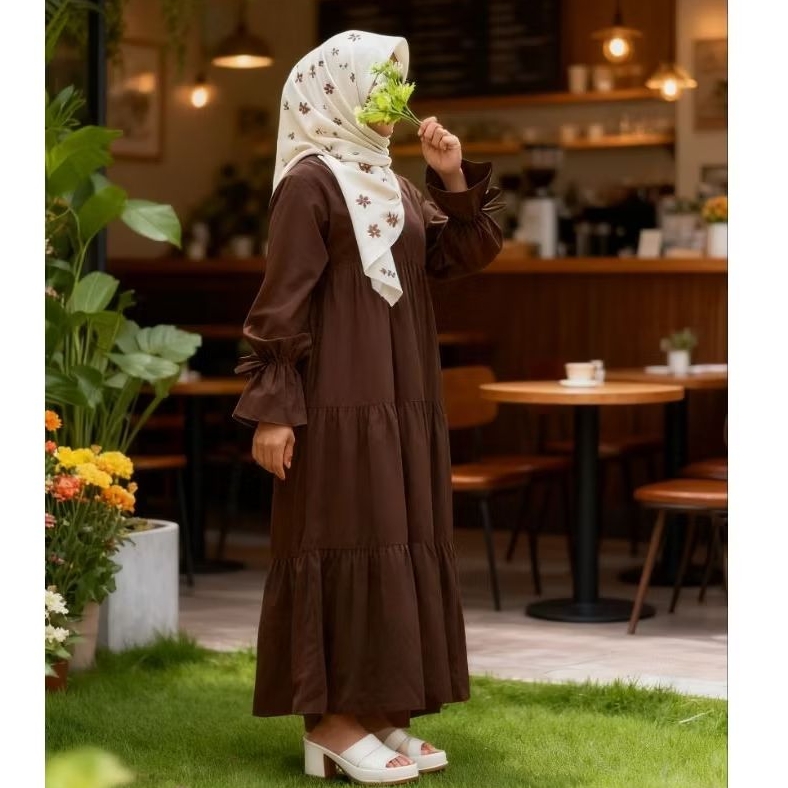 Gamis lengan balon wanita kekinian Naya_dress