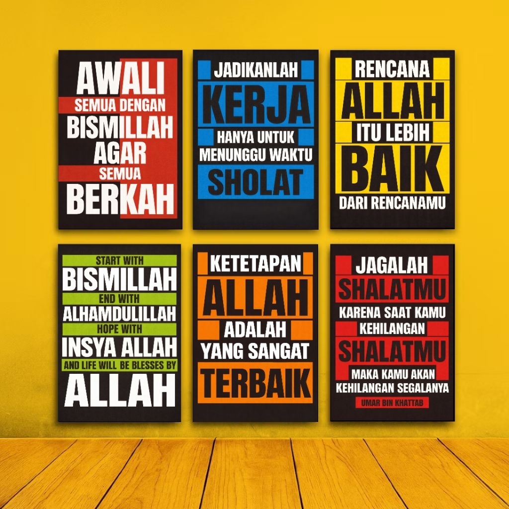 Poster kayu quotes islami pajangan dinding kamar hiasan dekorasi quotes motivasi islami