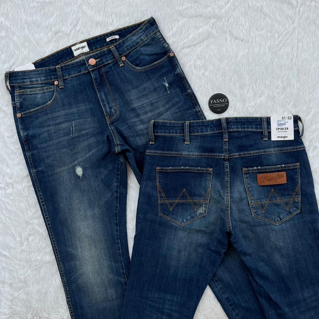 [NEW & ORIGINAL]  ORIGINAL Wrangler SPENCER Ripped Stretch Jeans,Dark Blue C01P25