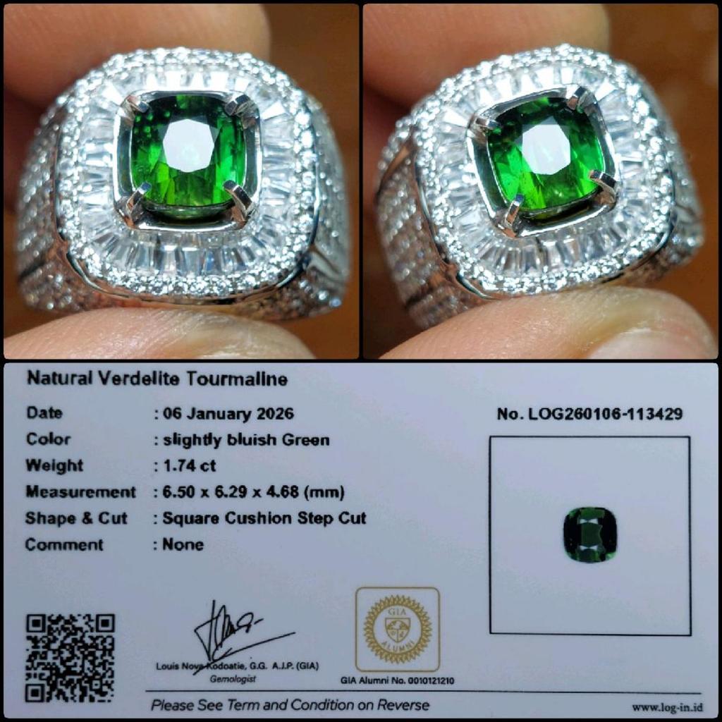 Natural Verdelite Tourmaline Crystal Top Color Rare Gems Batu Permata Hijau Asli