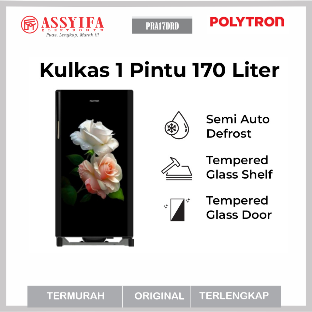 Kulkas Polytron 1 Pintu PRA17DR Belleza Series