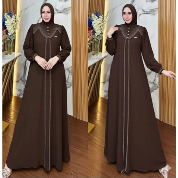Gamis Lebaran Terbaru Wanita  Aletha Dress BC Size M L XL XXL XXXL LD 100-130 CM Bahan Ceruty Babydo