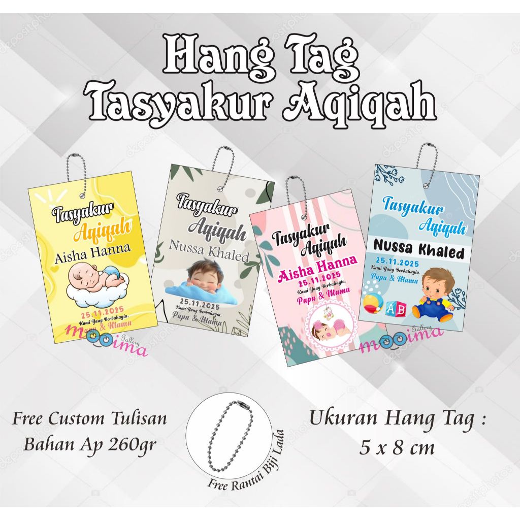 (30pcs) Hang Tag Custom Tasyakuran Aqiqah / Hang Tag Souvenir Lahiran