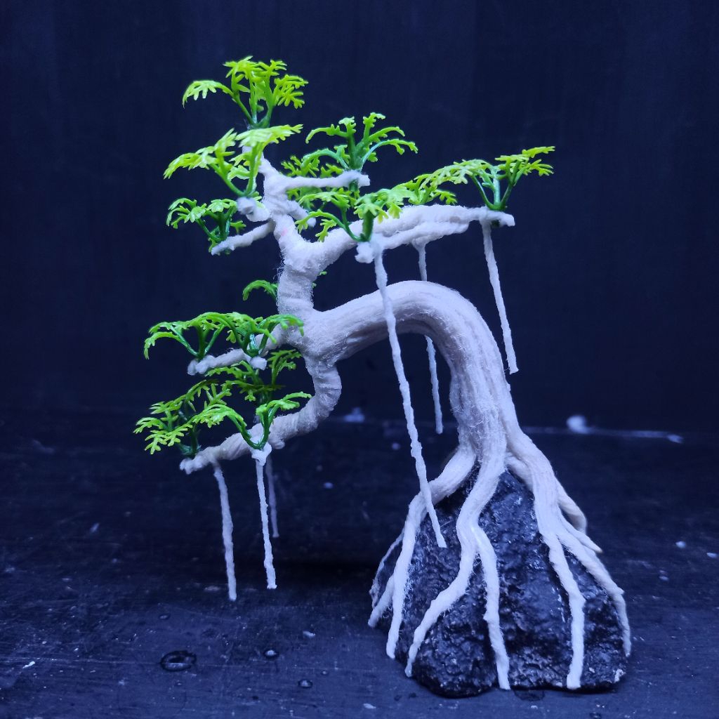 bonsai mini tinggi 10cm bonsai aquascape akuarium tank bonsai hias replika