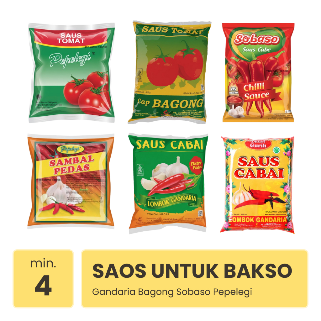 Saus Saos Tomat Sambal Ekstra Pedas Gandaria Sobaso Pedas untuk Bakso 615Gr Saus Bantal