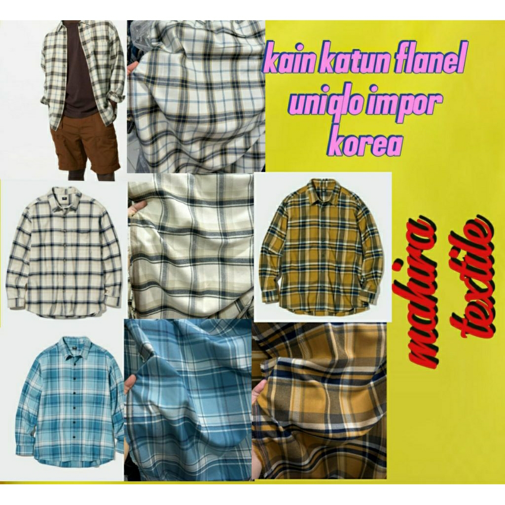 KAIN KATUN FLANEL UNIQLO/KAIN KEMEJA/KAIN ATASAN/KAIN TUNIK/GAMIS/DLL(harga per0,5m)