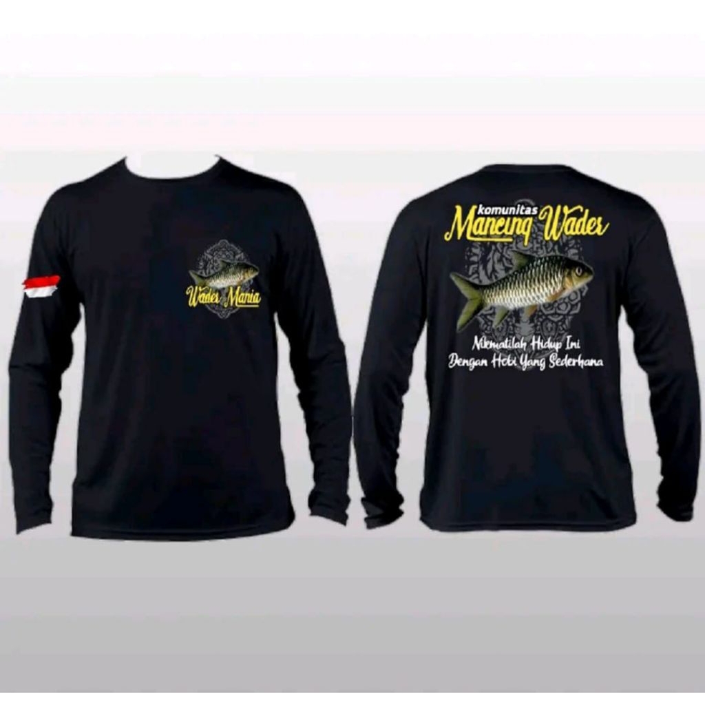 Kaos Distro Lengan Panjang KOMUNITAS MANCING WADER Kaos Unisex