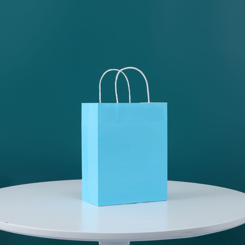 Paper bag kecil murah warna Biru polos kraft terbaru dan termurah