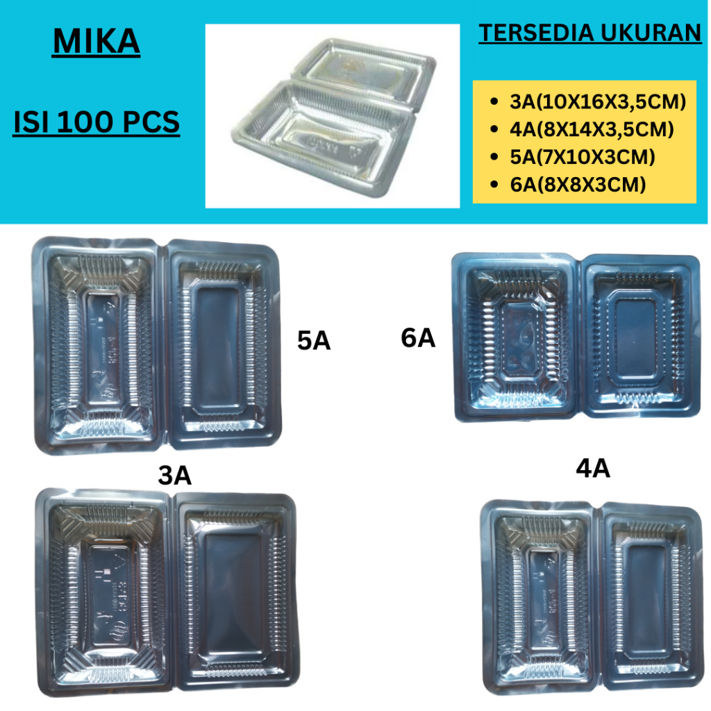 Mika Plastik 3A ( 100 pcs)/ Mika 4A ( 100 pcs)/ Mika 5A ( 100 pcs)/ Mika 6A ( 100 pcs), Mika Kue Pla