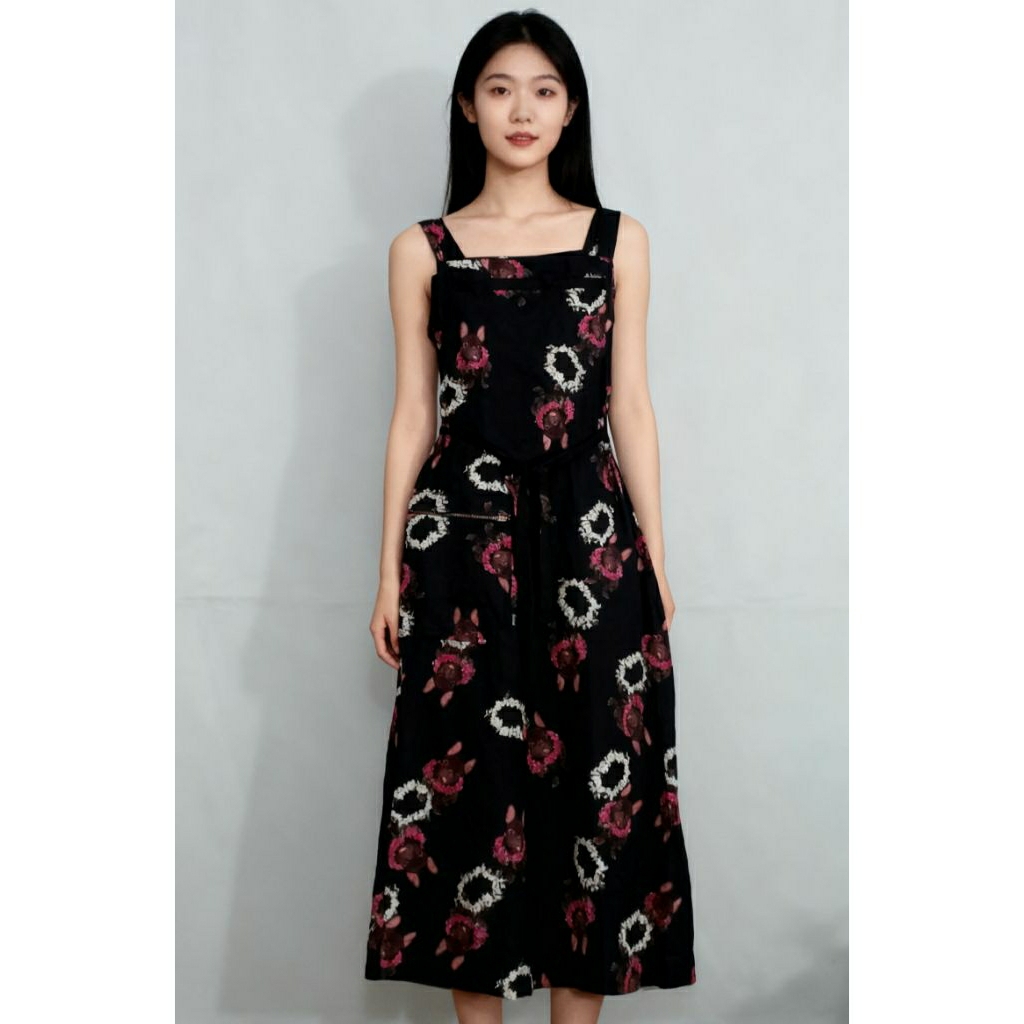 VETEMENT ORDINAIRE OVERALL KAWAII DRESS VINTAGE HITAM KATUN KOREA