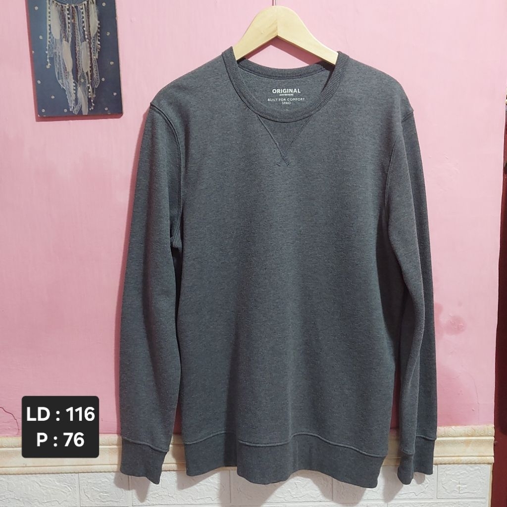 crewneck tebal abu original SPAO