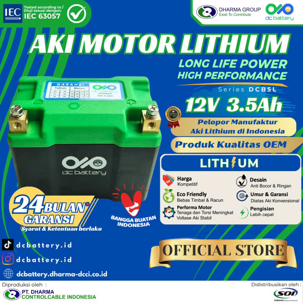 DC Battery Aki lithium motor 12V 3.5Ah