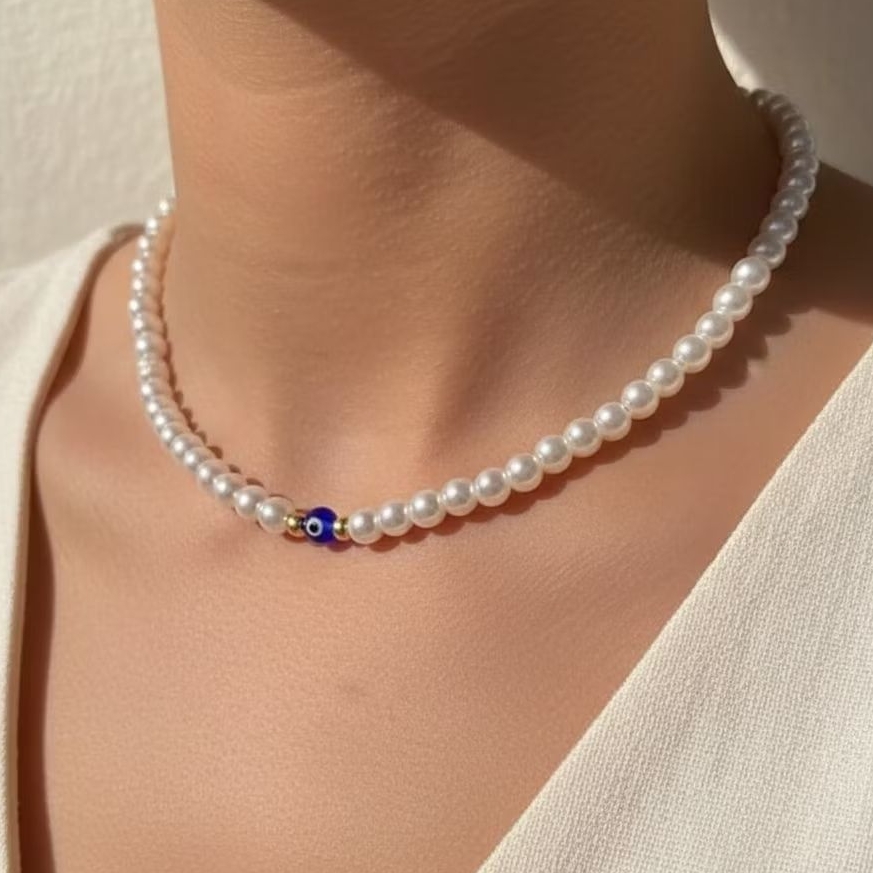Necklace Evil Eye Royal Blue // Kalung manik // Beads Necklace //kalung manik eye evil mata