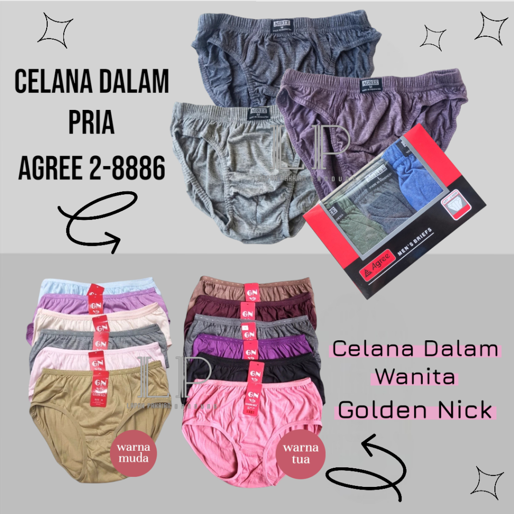 LP - Celana Dalam Best seller Celana Dalam Pria Dan Wanita Dewasa Golden Nick Dan Agree Katun M-6L