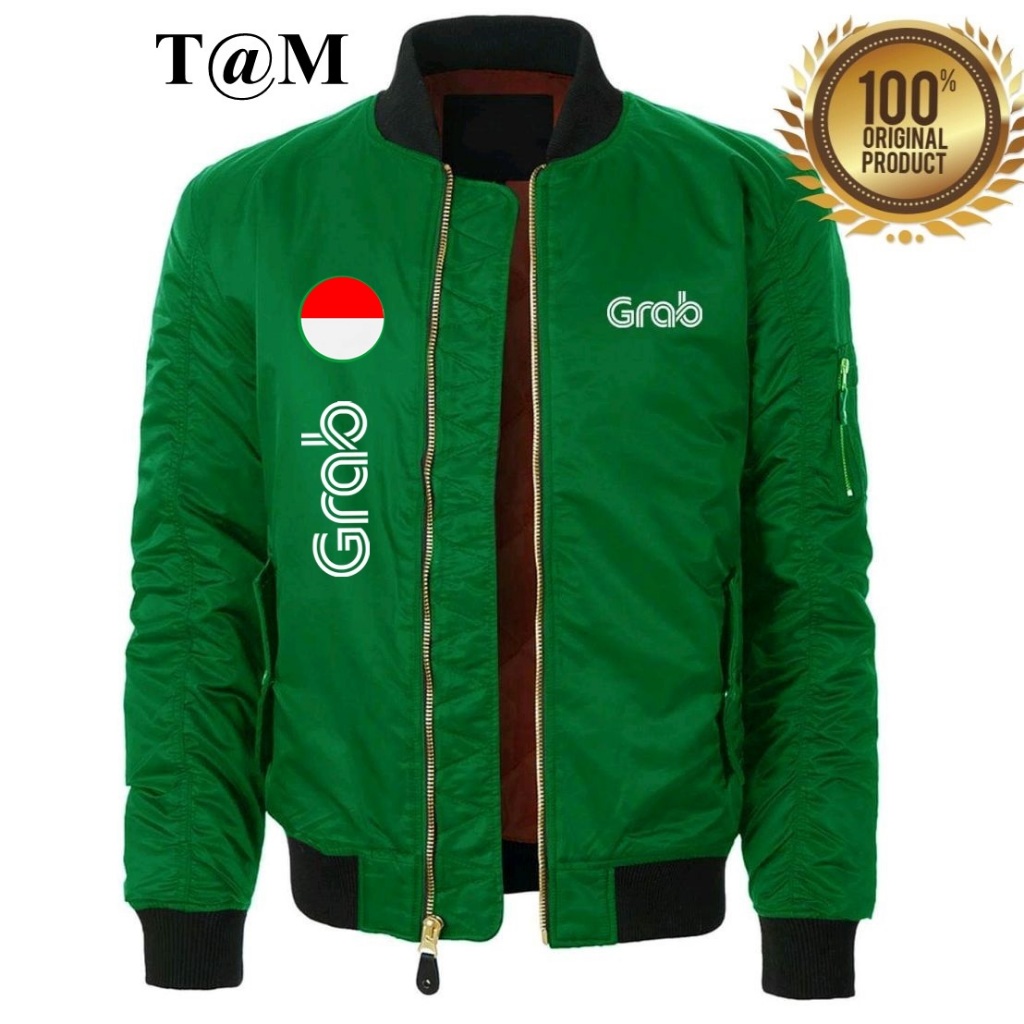 Diskon Jaket bomber parasut driver ojol grab grabfood Original jaket taslan zipper grab grabbike Pre