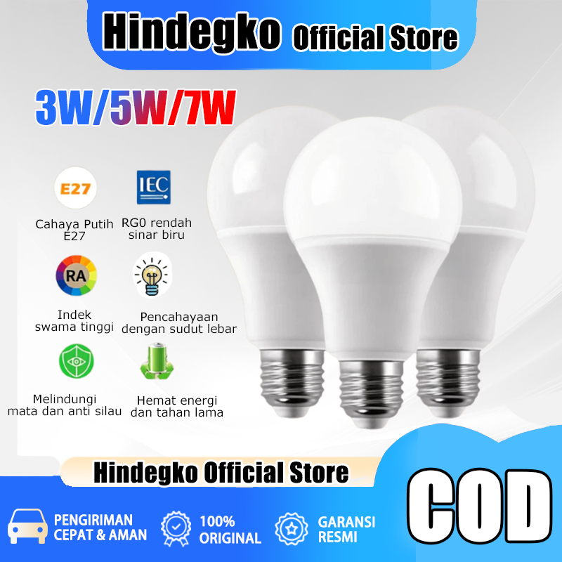 Lampu LED Bohlam E27 3/5/7 Watt Termurah Garansi 10 Tahun / bohlam led rumah lampu downlight plafon 