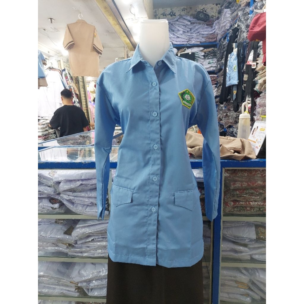 pakaian dinas KEMENAG tunik, seragam KEMENAG wanita, Seragam KEMENAG biru