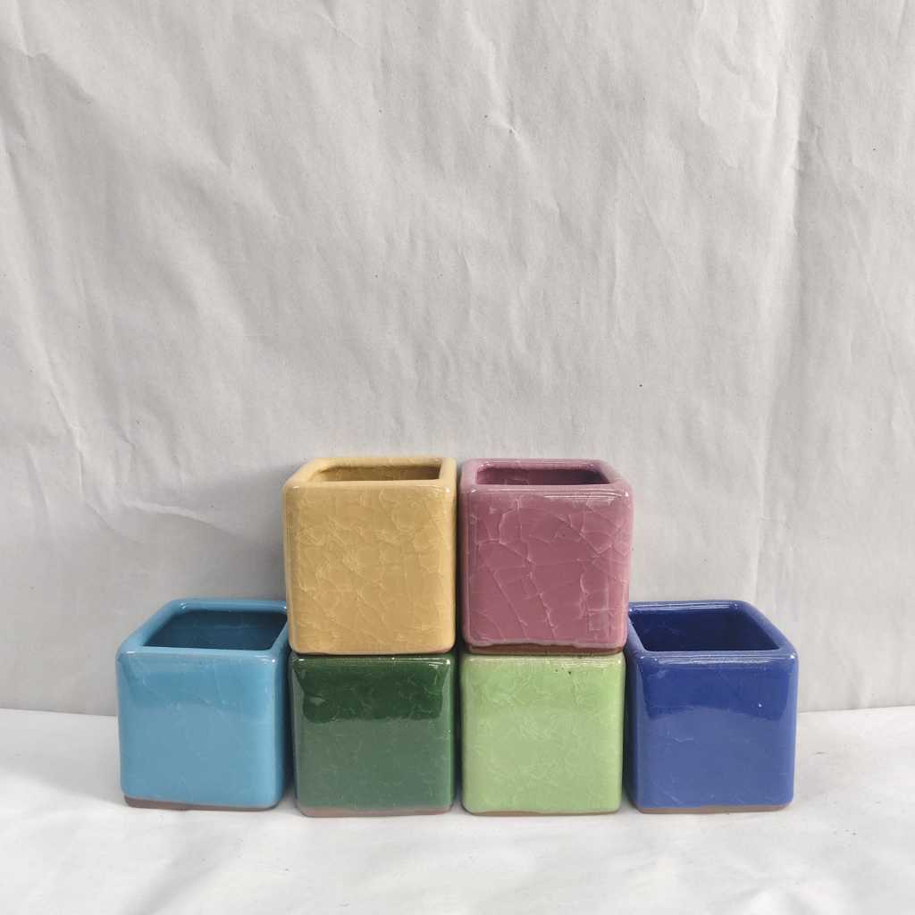 Pot Mini Pot Keramik Vas Bunga Pot Kotak Pot Tanaman Hias Pot Sukulen