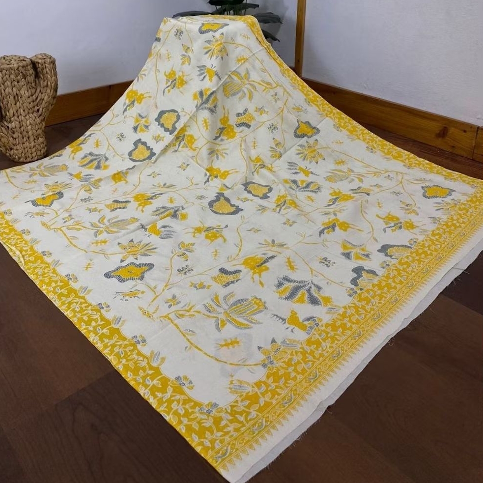 (ORIGINAL) KAIN BATIK LAWEYAN SOLO BUNGA TERATAI KUNING