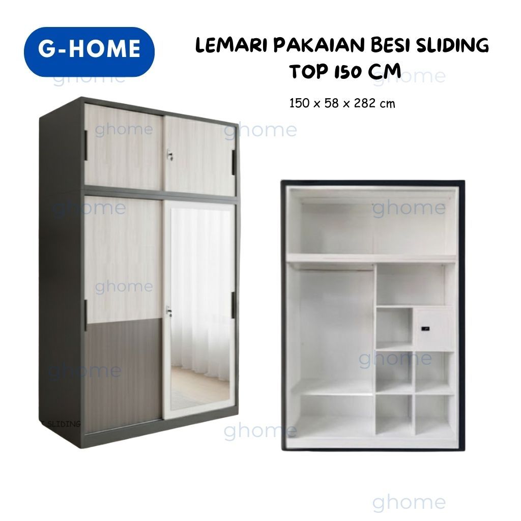 LEMARI PAKAIAN BESI SLIDING TOP 150 CM