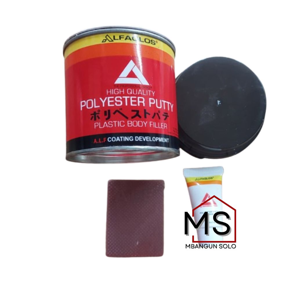 Dempul Plastik Polyester Alfaglos 250 Gr Hardener